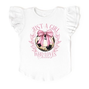 The Juniper Shop Just A Girl Who Loves Soccer Coquette Flutter Sleeve Tee - 1 of 4