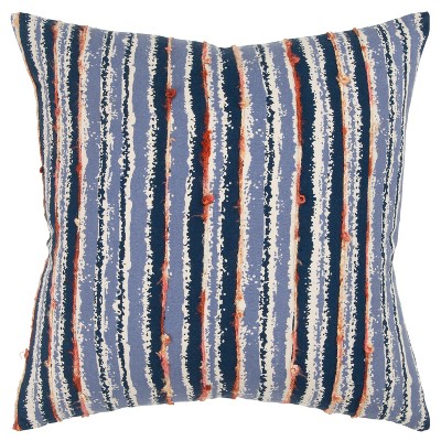 Stripe Decorative Filled Oversize Square Throw Pillow Blue - Rizzy Home