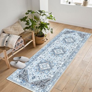 Vintage Oriental Washable Rug - Soft, Stain Resistant Low Pile Carpet with Non-Slip Backing for Bedroom, Living Room, Office - 1 of 4