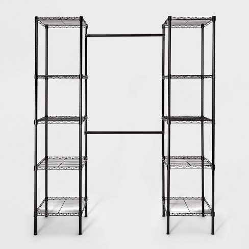 Wire Closet Shelving System w/ Double Hang Storage- 18d x 84h