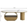 Modern Oval Coffee Table with Storage Drawer,Faux Marble Table with Metal Base for Living Room,Coffee Table with Adjustable Feet-Coolbibila - 4 of 4