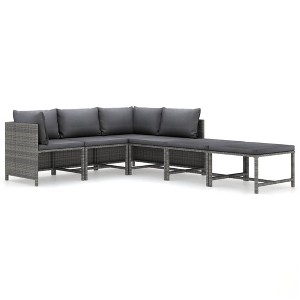 vidaXL 6 Piece Patio Lounge Set with Cushions Poly Rattan Gray - 1 of 1