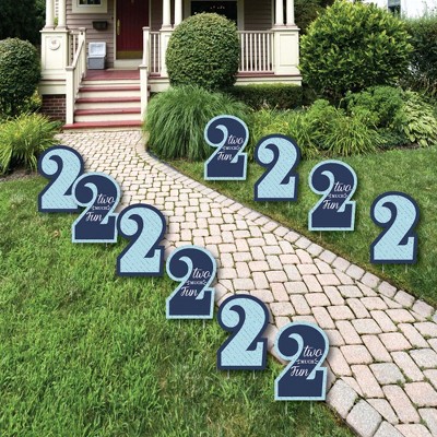 Big Dot of Happiness 2nd Birthday Boy - Two Much Fun Lawn Decorations - Outdoor Birthday Party Yard Decorations - 10 Piece