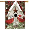 Briarwood Lane Winter Cardinals Birdhouse Christmas House Flag Rustic Checkered Santa Hat 28" x 40" - 2 of 4
