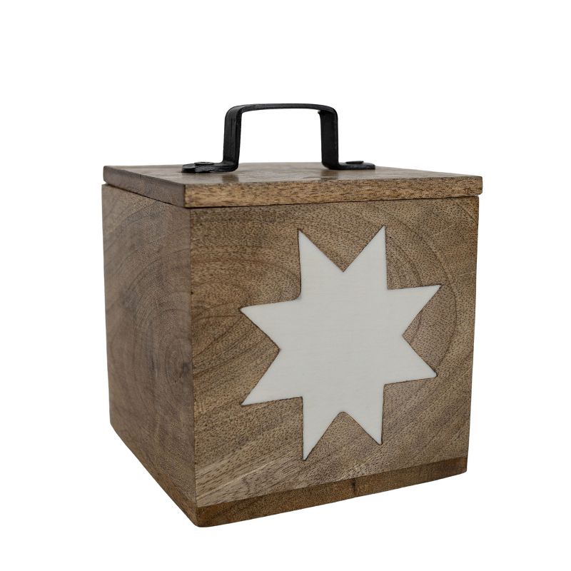 Barn Quilt Trinket Box with Lid Wood, Metal & White Resin by Foreside Home & Garden, 4 of 8