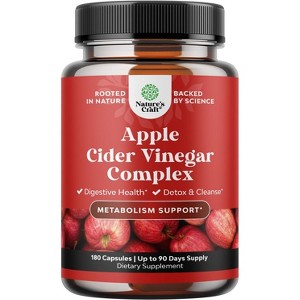 Apple Cider Vinegar Complex, ACV Deep Cleanse and Detox Pills for Gut and Digestive Health with Slimming Cayenne, Nature's Craft, 180ct - 1 of 4