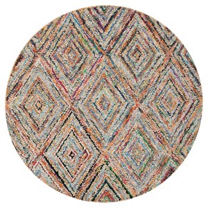 Multi-Colored Abstract Tufted Round Area Rug - (8