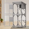 KWPZQEB Large Cat House Outdoor Catio Cat Enclosures with Wheels & 2 Doors, 70.9" Kitty House with Upgraded Resting Box Waterproof Roof, Gray - 2 of 4