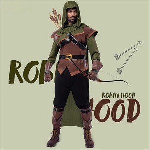 Joyfy Halloween Costume for Men Robin Hood, Renaissance Leather Robin Outfit Set for Adults Halloween Role Play Dress Up Parties - 1 of 4
