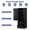 ORRD Tall Bathroom Storage Cabinet, Freestanding Storage Cabinet with Two Drawers and Adjustable Shelf, MDF Board with Painted Finish, Black - 4 of 4