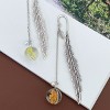 Wrapables Metal Leaf Bookmark with Charm for Book Lovers & Readers (Set of 2), Yellow & Peach - 3 of 4