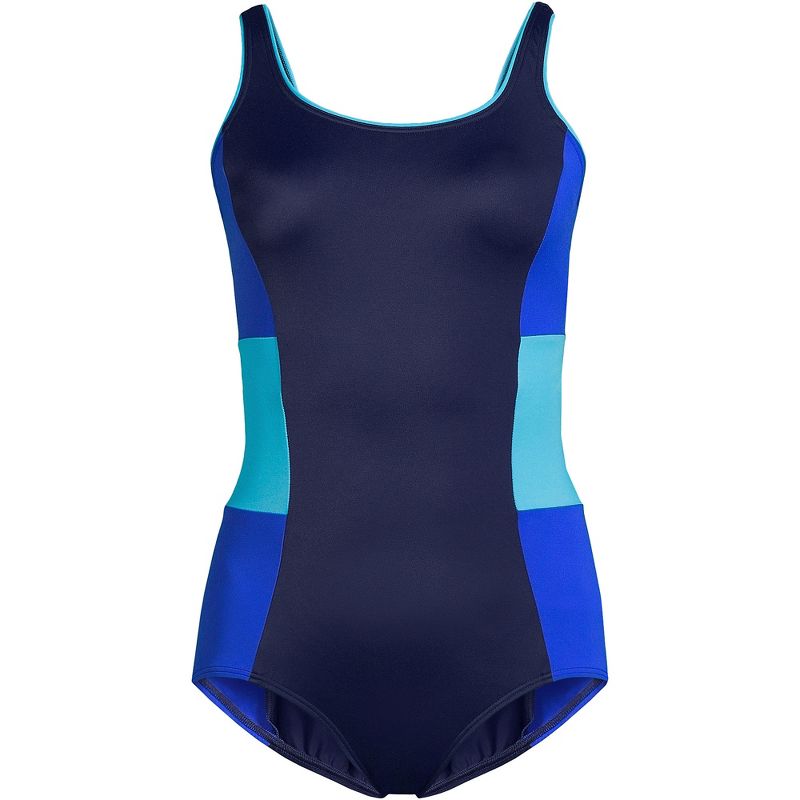 Lands' End Women's Chlorine Resistant Scoop Neck Soft Cup Tugless Sporty One Piece Swimsuit, 3 of 6