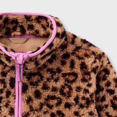 Детские куртки Cat & Jack Toddler Girls' Leopard Print Fleece Jacket - Cat & Jack™ Brown/Pink 5T — фото 3