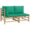 vidaXL 2 Piece Patio Lounge Set with Green Cushions Bamboo - 2 of 4