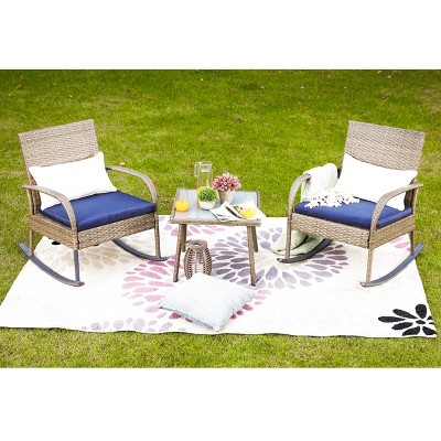 3pc Patio Bistro Set Blue - Patio Festival