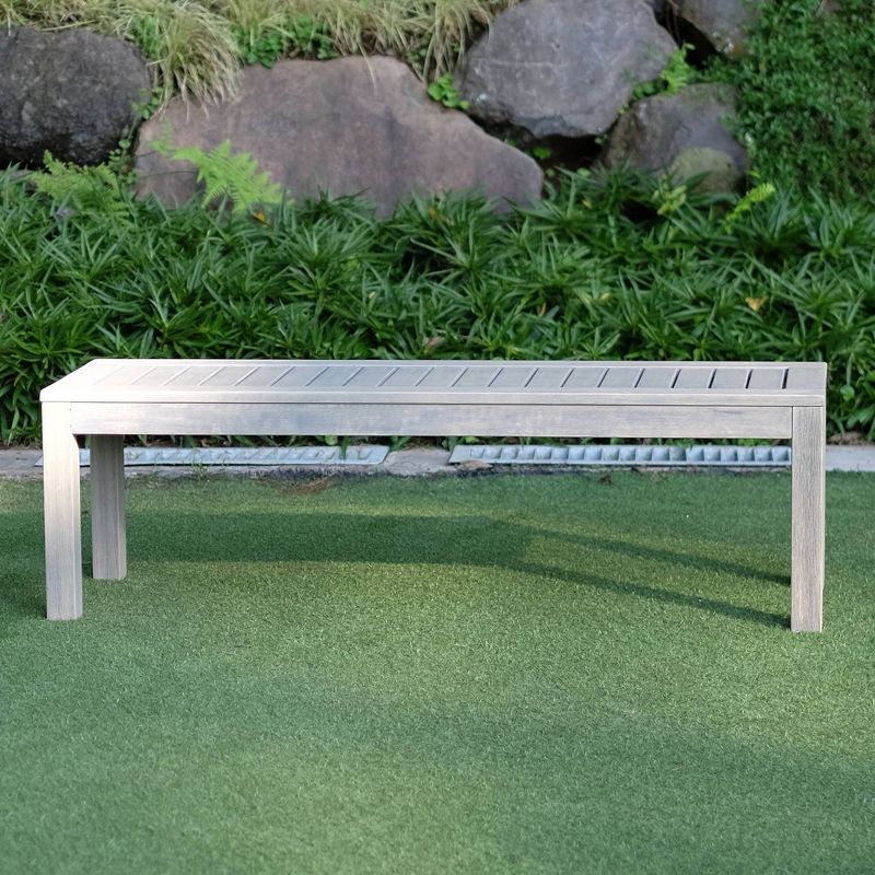 Westlake Wood Outdoor Patio Backless Bench - Weathered Gray - Cambridge Casual, 5 of 9