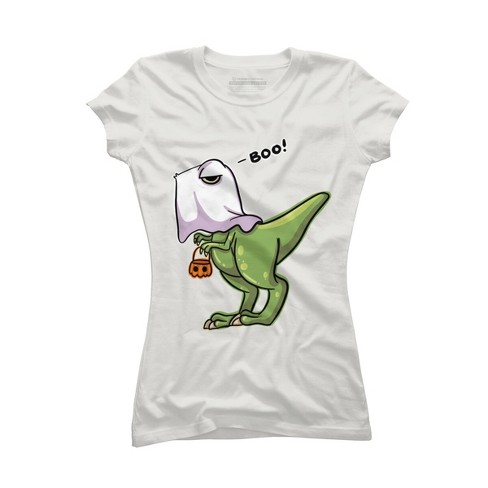 Junior's Design By Humans Halloween Ghost Dinosaur By whynot007 T-Shirt - image 1 of 3