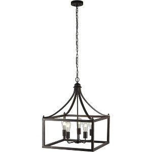 Chloe Lighting  Ryder Farmhouse 5 Light Antique Wood Finish Hanging Ceiling Pendant 20" Wide - 1 of 4