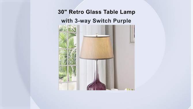 30&#34; Retro Glass Table Lamp with 3-way Switch Purple - Ore International, 2 of 5, play video
