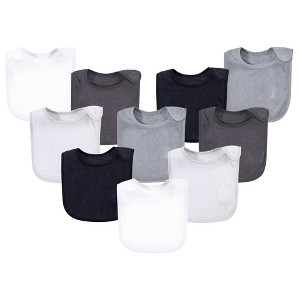 Hudson Baby Infant Unisex Rayon from Bamboo Terry Bibs, Black White, One Size - 1 of 4