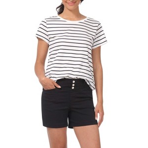 Rekucci Secret Figure Women's Slimming Pull-On Jean Shorts with Snap Waist and Pockets – Summer Casual - 1 of 4