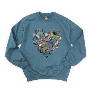 Simply Sage Market Women's Graphic Sweatshirt Heart Floral - 1 of 4