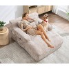 Vynxaria Chenille Lazy Sofa Chaise Longue Armchair with 3 Pillows for Ultimate Comfort - 3 of 4
