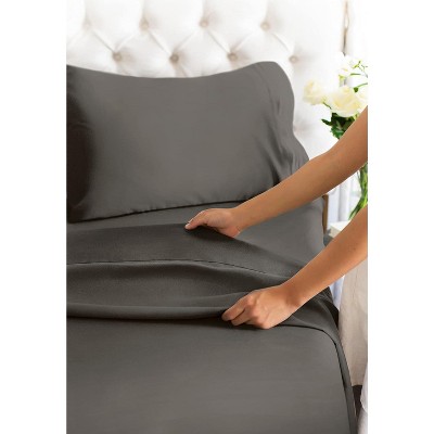 King Dark Grey Cotton Polyester Microfiber Deep Pocket Sheet Set