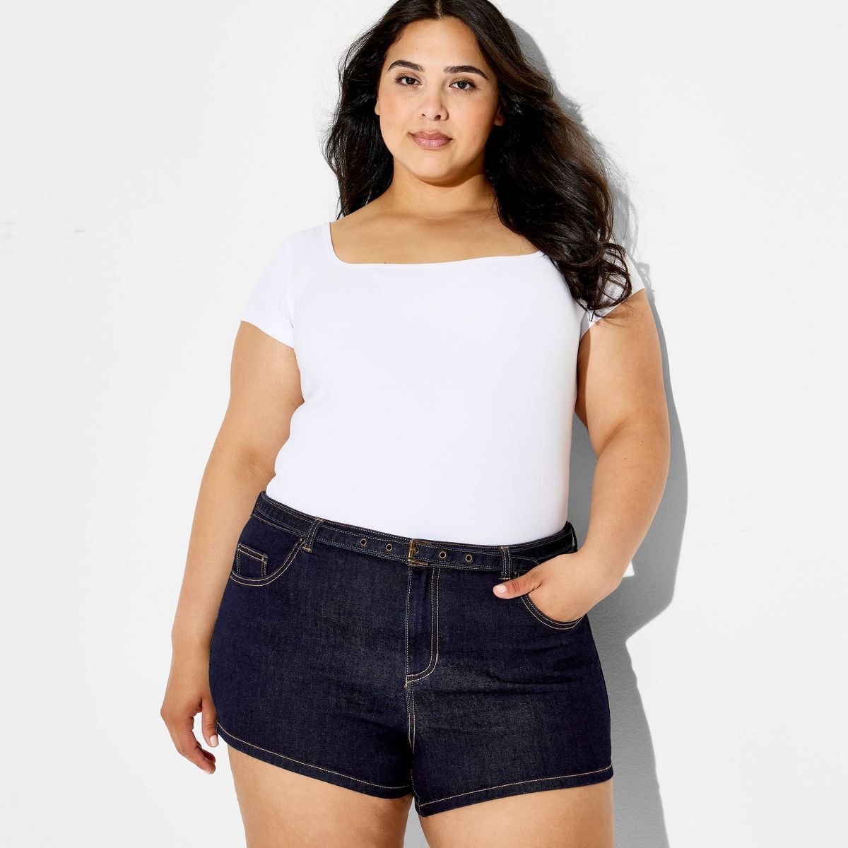 Women's Game Day Belted Denim Micro Mini Shorts - Wild Fable™ Dark Wash