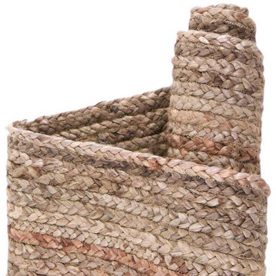 Handmade Round Braided White and Brown Rug - Stain-resistant and Easy Care