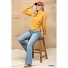 Slickblue Women's Soft Knit Mock Neck Top, Side Ruched Detail, Cozy Fit, Mango/Red Bean, Size S-L - 3 of 4