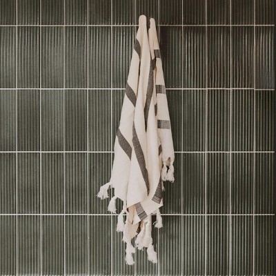 Large White and Black Turkish Cotton Bamboo Hand Towel