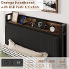 Twin Size Bed Frame with 2 Storage Drawers and Charging Station, Rustic Linen Upholstered Platform Bedframe with Storage Headboard, Noise Free, Beige - 4 of 4