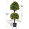 poetree 3.3ft Set of 2 Artificial Boxwood Topiary Ball Trees in Black Pots – Faux Potted Plants. - 2 of 4