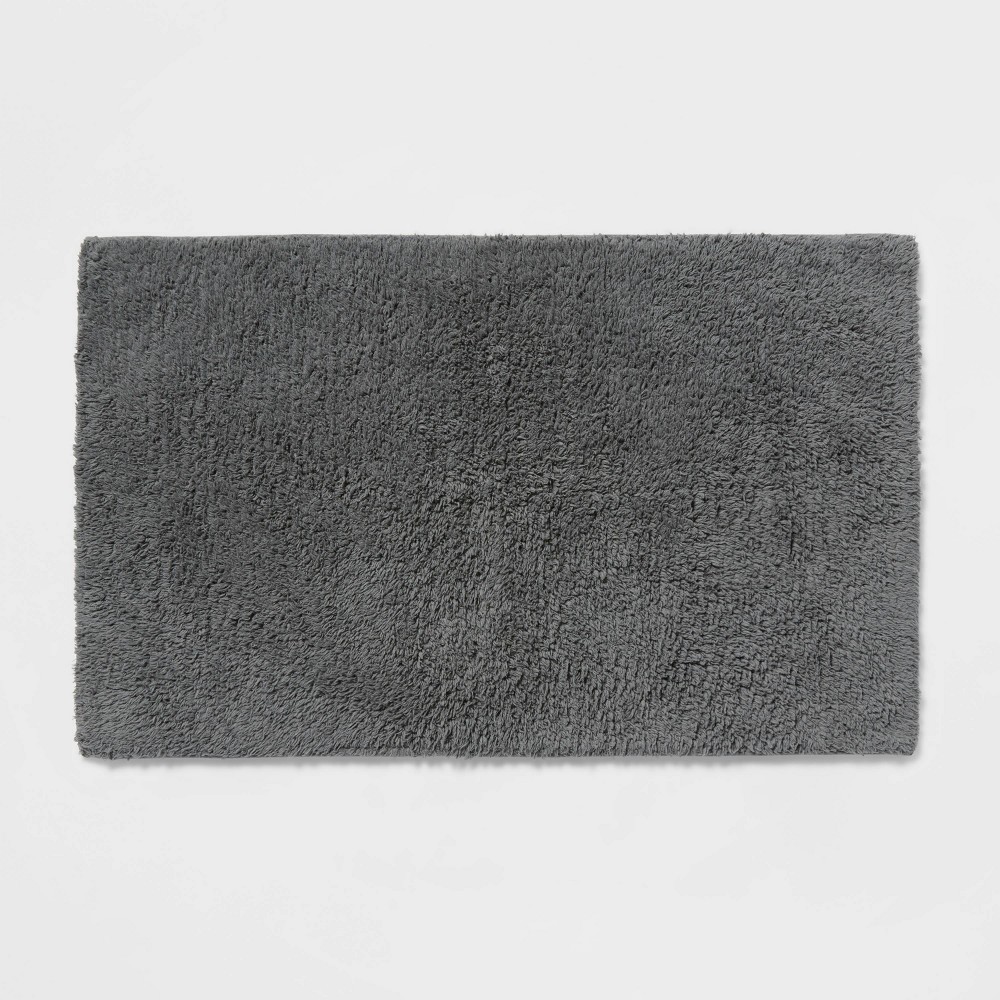 22"x60" Performance Plus Cotton Reversible Bath Rug/Runner Dark Gray - Threshold™: Machine Washable, Tufted, OEKO-TEX Certified
