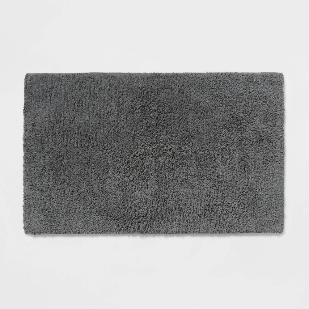  Performance Plus Cotton Reversible Bath Rug/Runner Solid Dark Gray