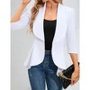Womens Blazer 3/4 Sleeve Casual Open Front Ruffle Office Business Cardigan Suit Jackets - 4 of 4
