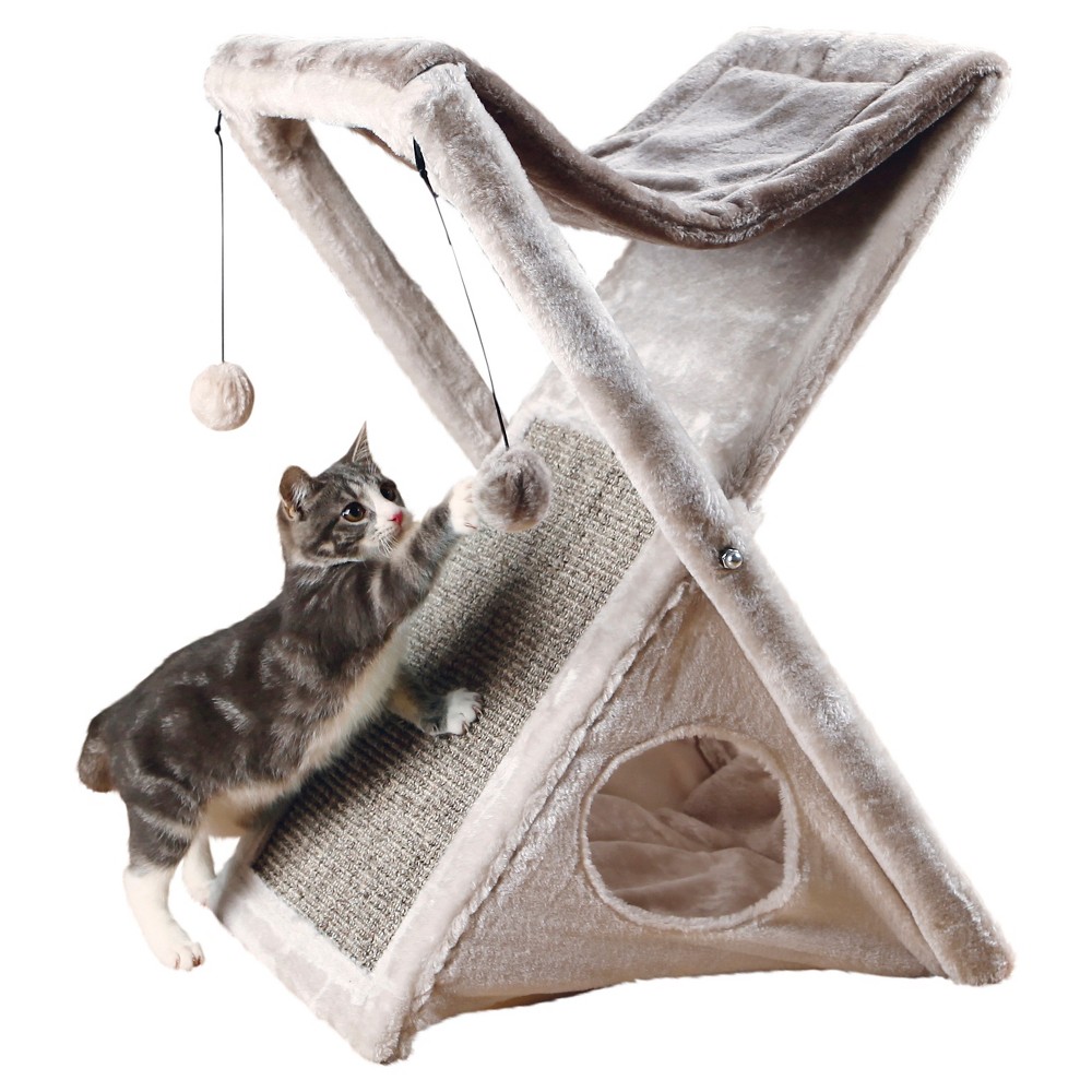 EAN 4011905447711 product image for Tixie Pet Miguel Fold And Store Cat Tower - Light Gray | upcitemdb.com