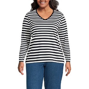 Lands' End Women's Relaxed Supima Cotton Long Sleeve V-Neck T-Shirt - 1 of 3