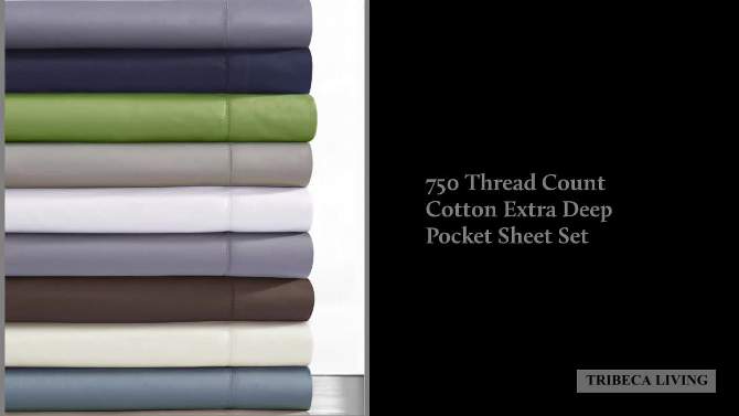 Cotton Sateen Deep Pocket Sheet Set (Queen) Silver Gray 750 Thread Count - Tribeca Living, 2 of 5, play video