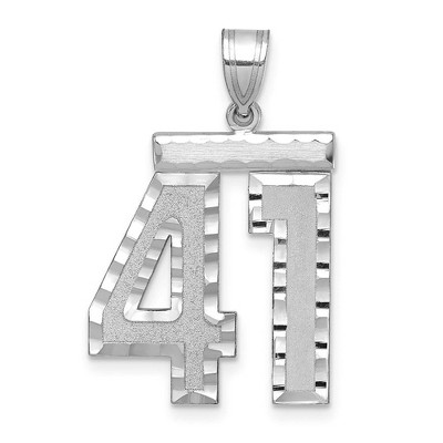 Black Bow Jewelry 14k White Gold, Varsity Collection, Large D/C Pendant, Number 41