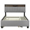 Full Size Upholstered Platform Bed with Storage Headboard, Twin Size Trundle and 2 Drawers - 3 of 4