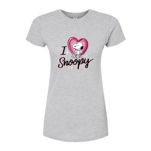 Women's - Peanuts - I Heart Snoopy Fitted Graphic T-Shirt - 1 of 4