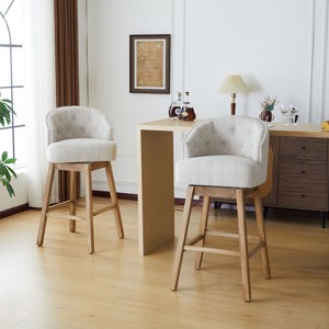 CAVINAS Swivel Bar Stools Set of 2, Upholstered Counter Stools, Comfy Bar Chairs with Tufted Back and Wood Frame for Kitchen Island - 1 of 4