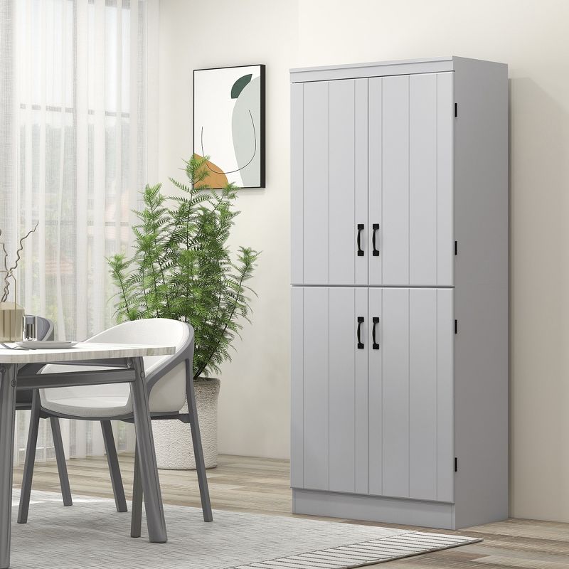 HOMCOM 70" 4-Door Kitchen Pantry, Freestanding Storage Cabinet, 6-tier Cupboard with Adjustable Shelves for Living Room, 2 of 7