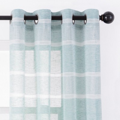 Turquoise Sheer Light-Filtering Grommet Window Panels, 52 x 63 Inch