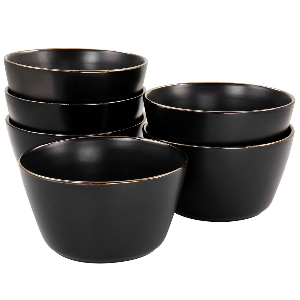 Photos - Other kitchen utensils 6pc Paul Stoneware Bowl Set with Rim Gold/Matte Black - Elama