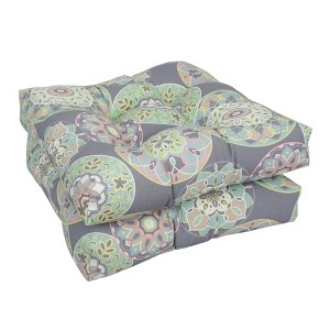 Blazing Needles, 19-inch Squared Polyester Outdoor Tufted Dining Chair Cushions (Set of 2) - 1 of 2