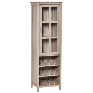 HOMCOM Tall Wine Cabinet, Bar Display Cupboard with 12-Bottle Wine Rack, Glass Door and 3 Storage Compartment for Living Room, Home Bar, Dining Room - 1 of 4