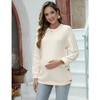 WhizMax Women's Cable Knit Maternity Tops Round Neck Long Sleeve Pregnancy Nursing Pullover Sweatshirt Double Split Buttons - 2 of 4